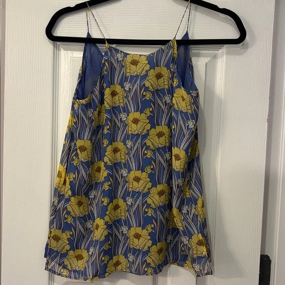 NWT Massimo Dutti Blue & Yellow Floral Silk Camisole - Picture 3 of 6